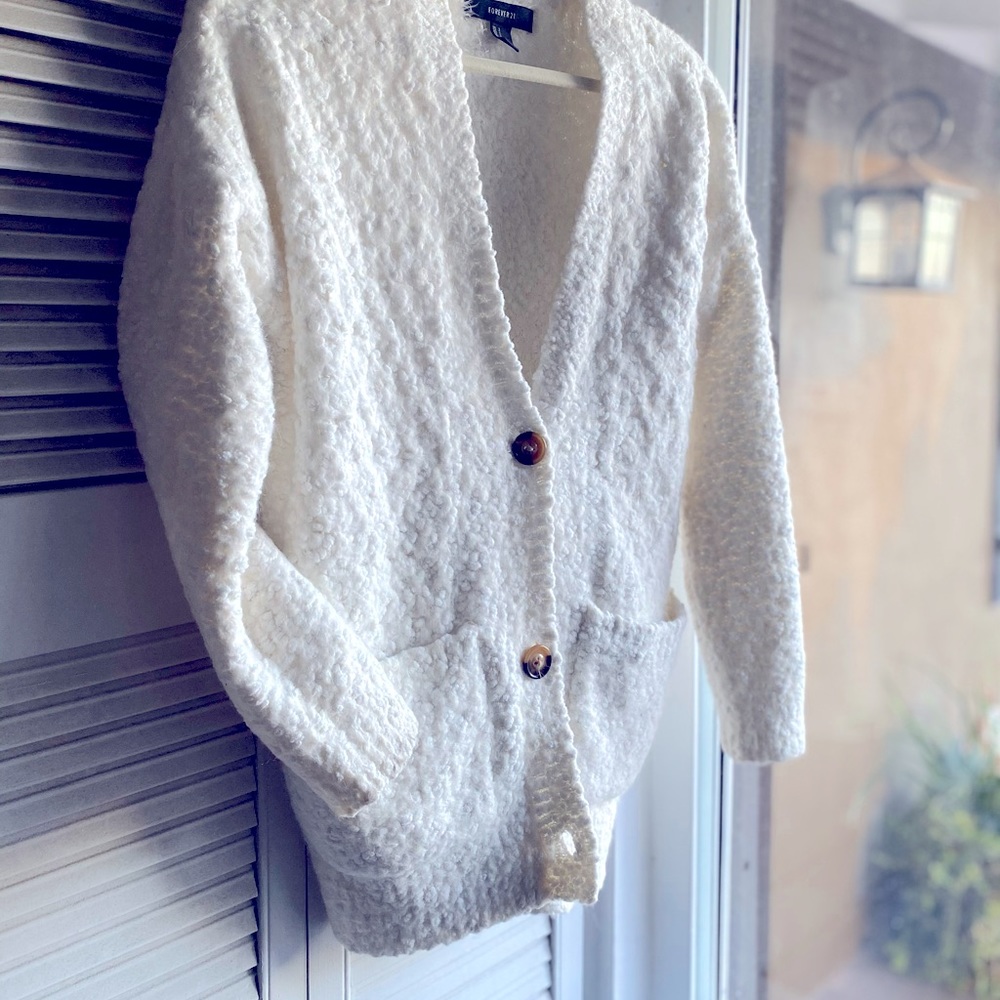 FOREVER 21 White Heavy-knit Sweater